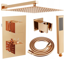 Mexen Cube DR02 potinkinio dušo komplektas z lietaus dušas 30 cm, Rožinio aukso - 77502DR0230-60