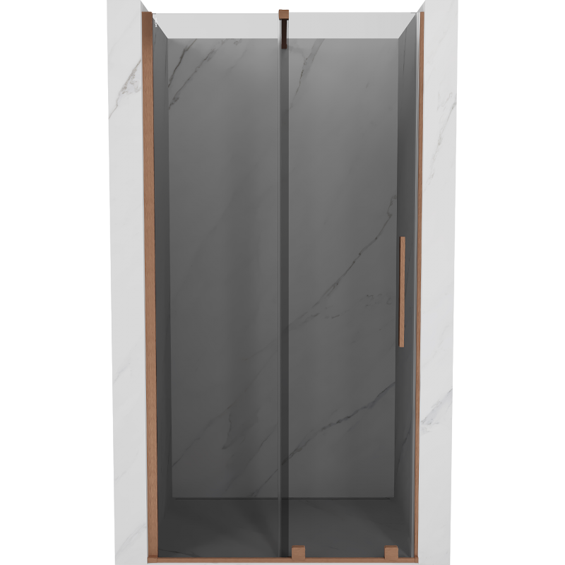 Mexen Velar stumdomosios dušo durys 90 cm, grafitas, šlifuotas varis - 871-090-000-41-65