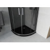 Mexen Rio pusapvalė dušo kabina 80 x 80 cm, grafitas, chromas + juodas Flat padėklas - 863-080-080-01-40-4170