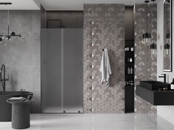 Mexen Velar slankiojančios dušo durys 90 cm, matinės, ginklo metalo - 871-090-000-31-95