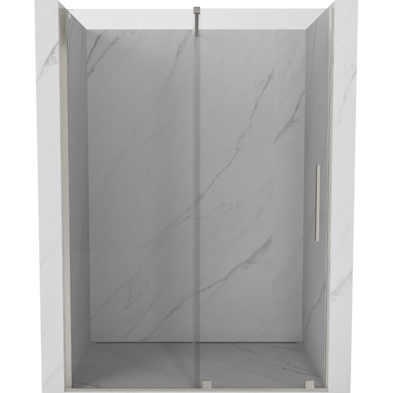 Mexen Velar 160 cm stumdomos dušo durys, permatomos, šlifuotas nikelis - 871-160-000-01-97