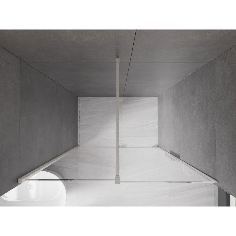 Mexen Velar stumdomos dušo durys 140 cm, skaidrios, šlifuotas nikelis - 871-140-000-01-97