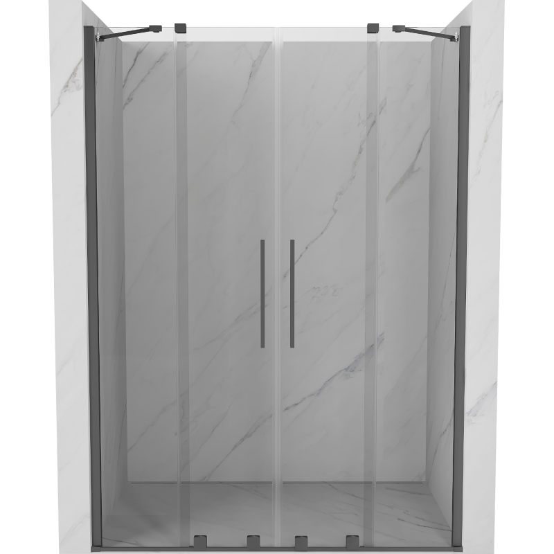 Mexen Velar Duo stumdamosios dušo durys 140 cm, skaidrios, gun metal - 871-140-000-02-95