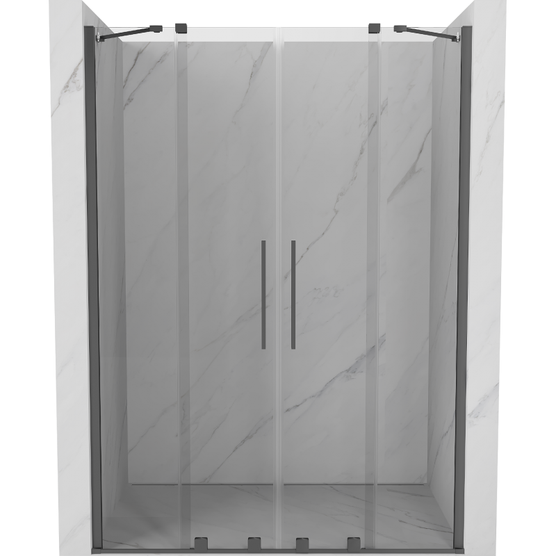 Mexen Velar Duo slankiojančios dušo durys 150 cm, skaidrios, ginklų metalas - 871-150-000-02-95