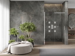 Mexen Omega stumdomos dušo durys, 140 cm, permatomos, chromas - 825-140-000-01-00