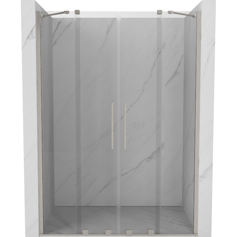 Mexen Velar Duo stumdomos dušo durys 140 cm, skaidrus, šlifuotas nikelis - 871-140-000-02-97