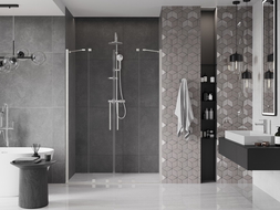 Mexen Velar Duo stumdomos dušo durys 160 cm, permatomos, šlifuoto nikelio - 871-160-000-02-97