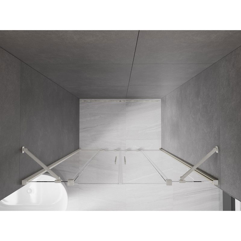 Mexen Velar Duo stumdomos dušo durys 160 cm, skaidrios, šlifuotas nikeliuotas - 871-160-000-02-97