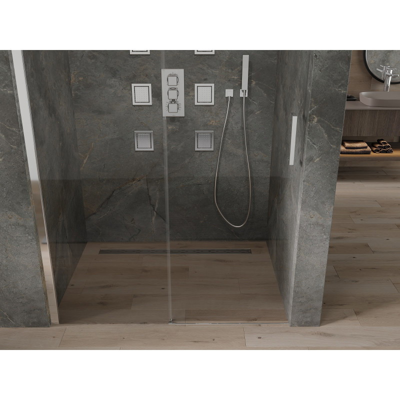 Mexen Omega stumetriniai skaidrūs chromuoti dušo durys - 825-130-000-01-00