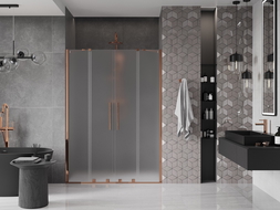 Mexen Velar Duo stumdomos dušo durys 160 cm, matinės, rožinis auksas - 871-160-000-32-60