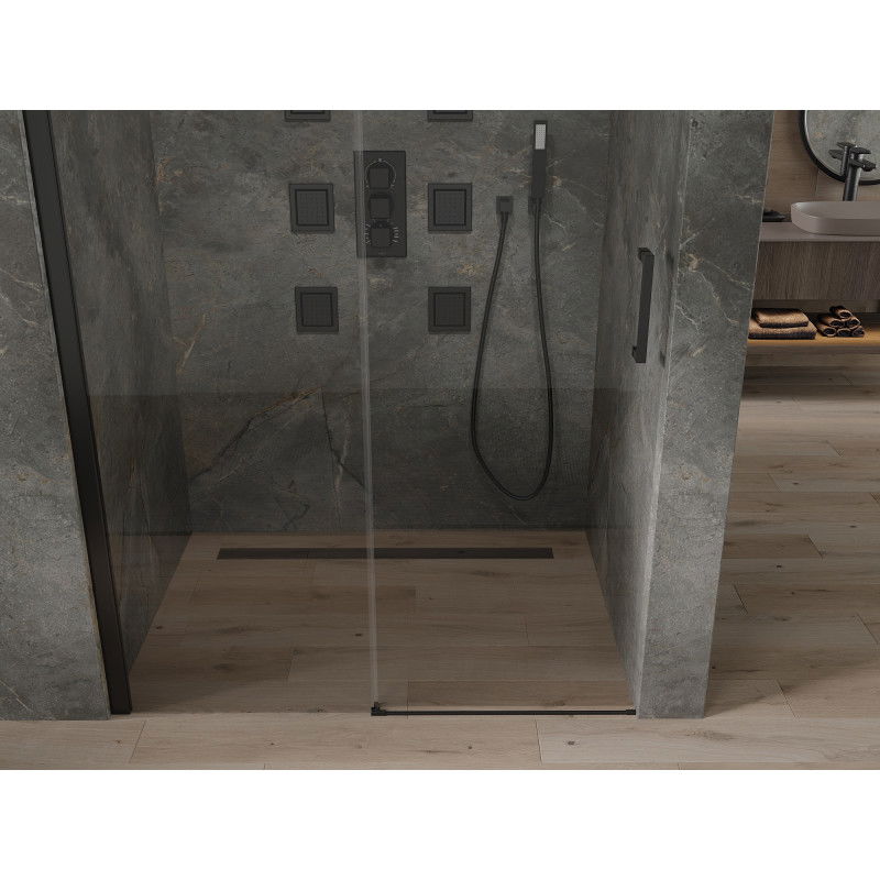Mexen Omega stumdomosios dušo durys 120 cm, skaidrios, juodos - 825-120-000-70-00