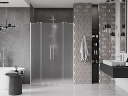 Mexen Velar Duo stumdomos dušo durys 150 cm, matinės, šlifuotas nikelis - 871-150-000-32-97