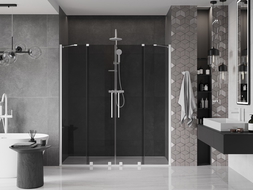 Mexen Velar Duo 170 cm, grafito spalvos, baltos slankiojančios dušo durys - 871-170-000-42-20