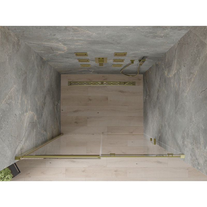 Mexen Omega stumdomosios dušo durys 130 cm, permatomos, auksinės - 825-130-000-50-00