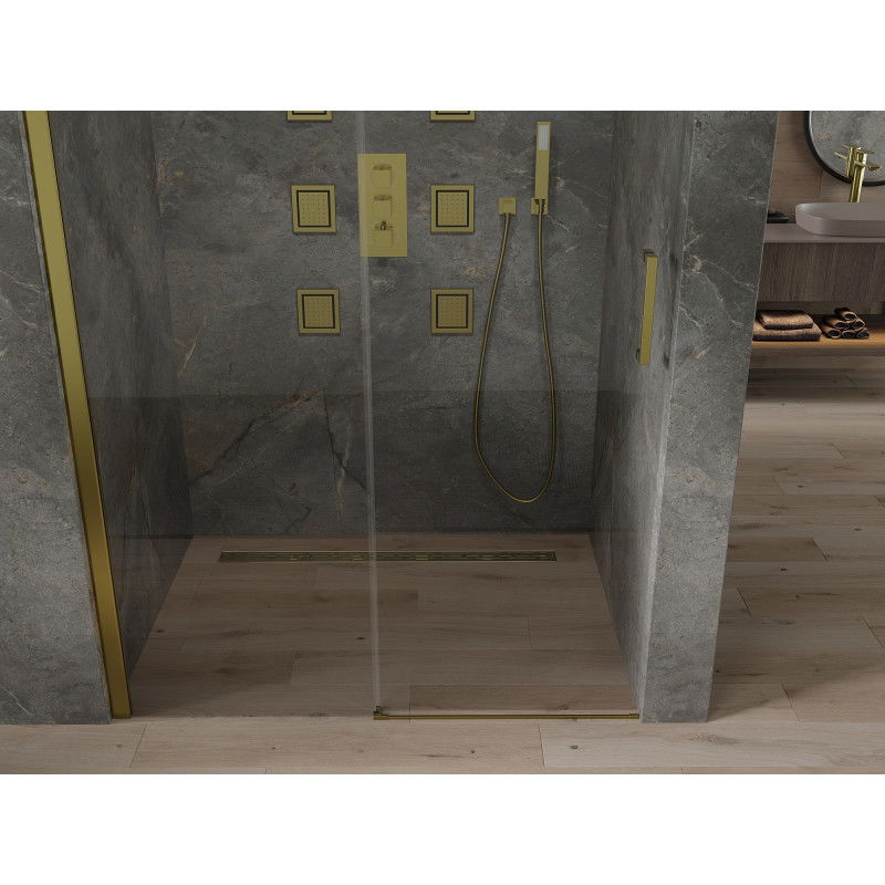 Mexen Omega stumdomosios dušo durys 120 cm, skaidrios, auksinės - 825-120-000-50-00