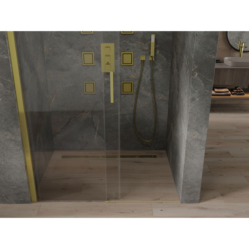Mexen Omega stumdomos dušo durys 110 cm, skaidrios, auksinės - 825-110-000-50-00