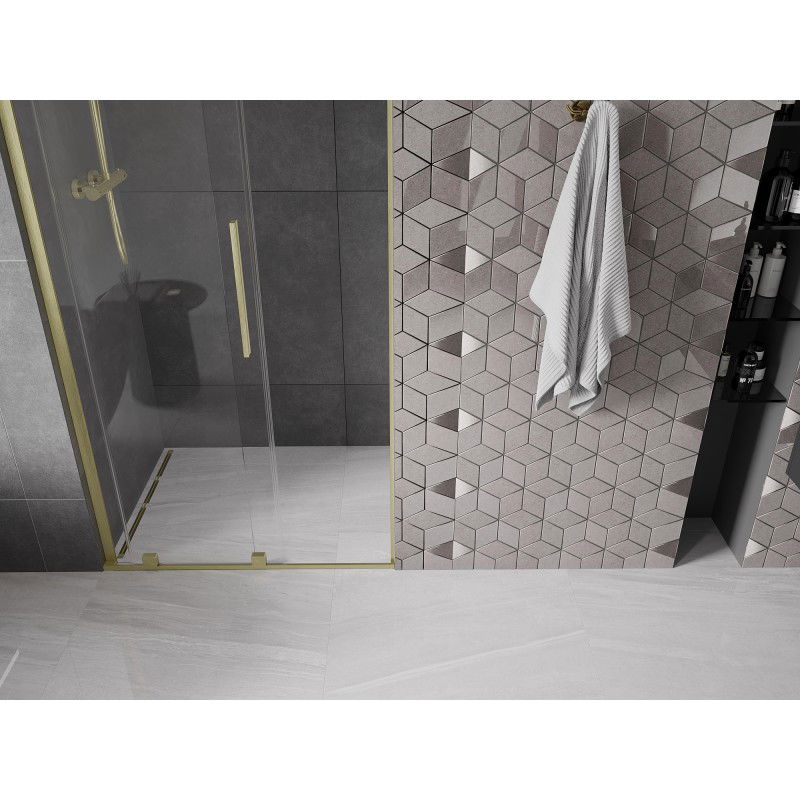Mexen Velar L slankiojamosios dušo durys 110 cm, skaidrios, auksinės šlifuotos - 871-110-003-01-55