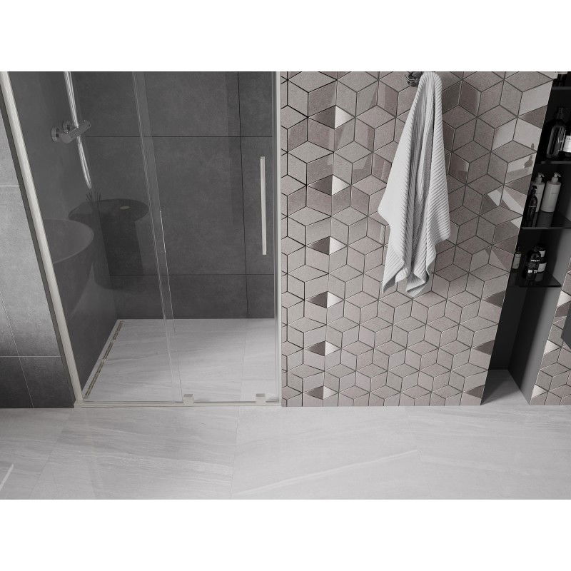 Mexen Velar L stumdomosios dušo durys 110 cm, skaidrios, šlifuotas nikelis - 871-110-003-01-97