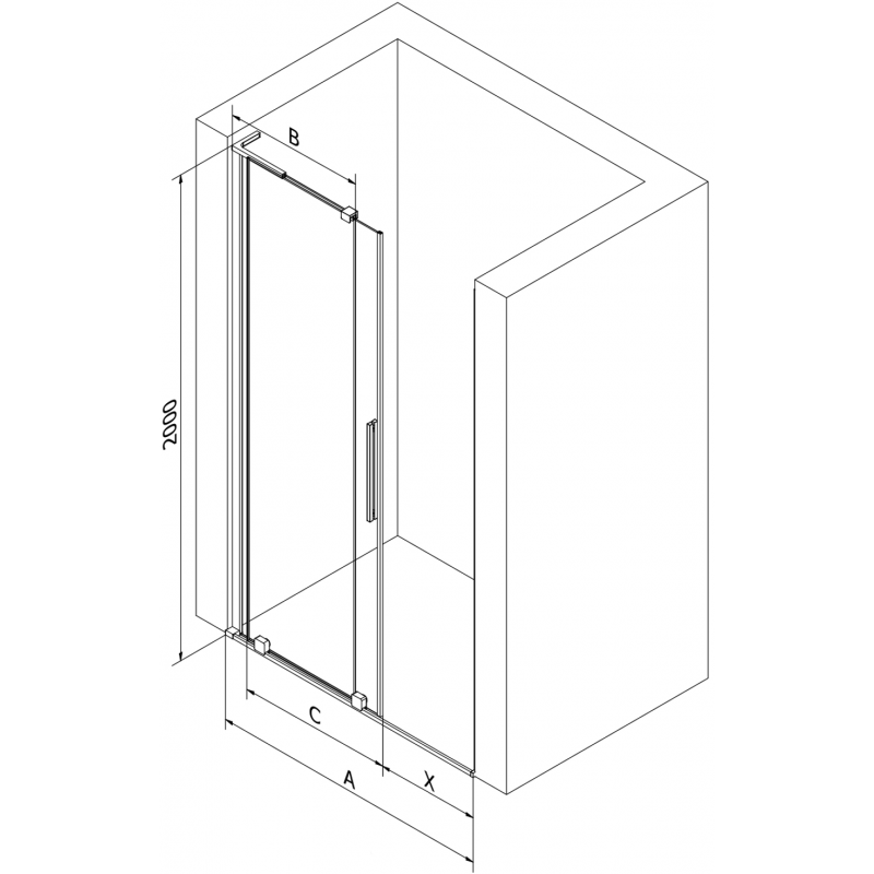 Mexen Velar L dušo durys, stumdomos 90 cm, matinės, auksinės - 871-090-003-31-50