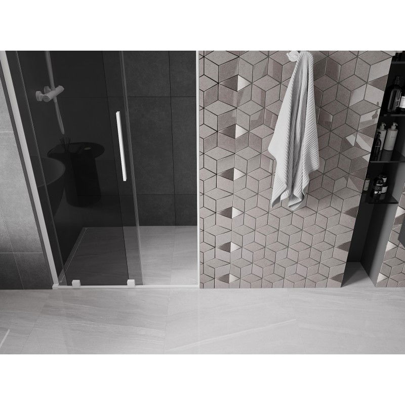 Mexen Velar L stumdomos dušo durys 100 cm, grafitas, baltos - 871-100-003-41-20