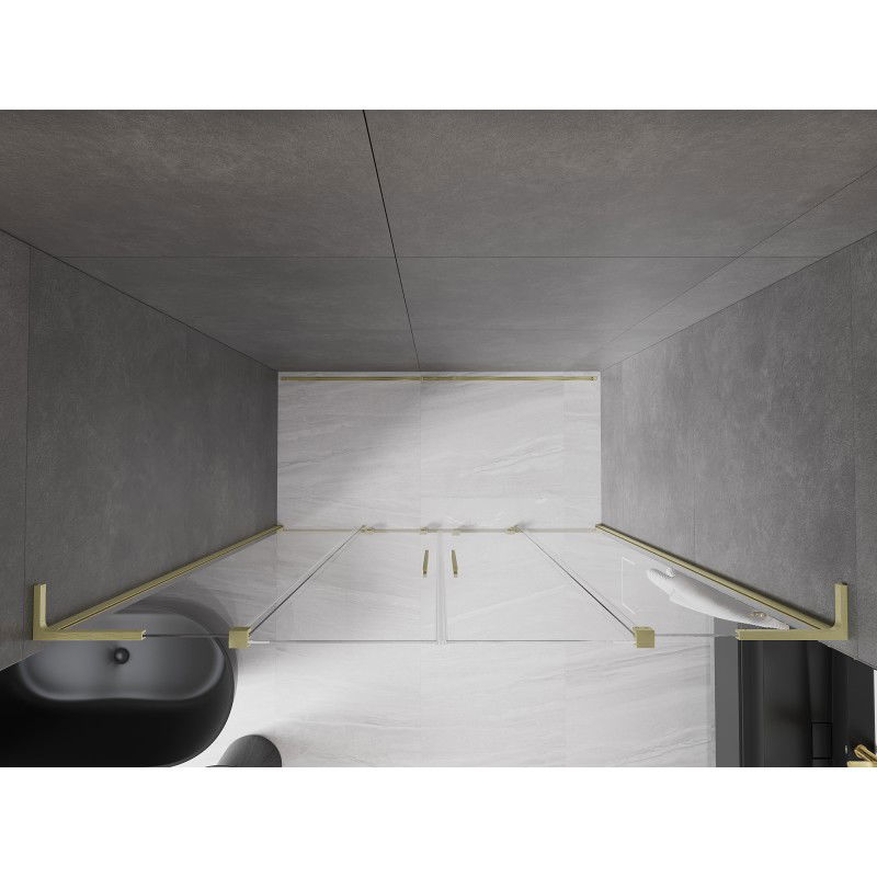 Mexen Velar L Duo stumdomos dušo durys 170 cm, permatomas, auksinio šepečio - 871-170-003-02-55