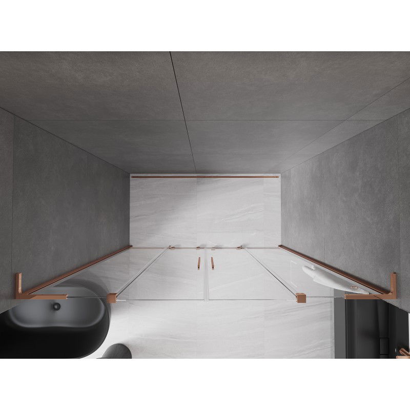 Mexen Velar L Duo stumdomosios dušo durys 200 cm, permatomos, rausvas auksas - 871-200-003-02-60