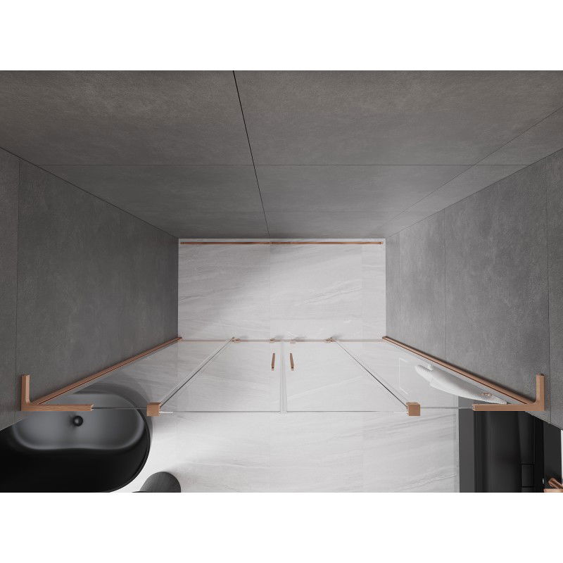 Mexen Velar L Duo slankiojančios dušo durys 200 cm, skaidrios, šlifuotas varis - 871-200-003-02-65