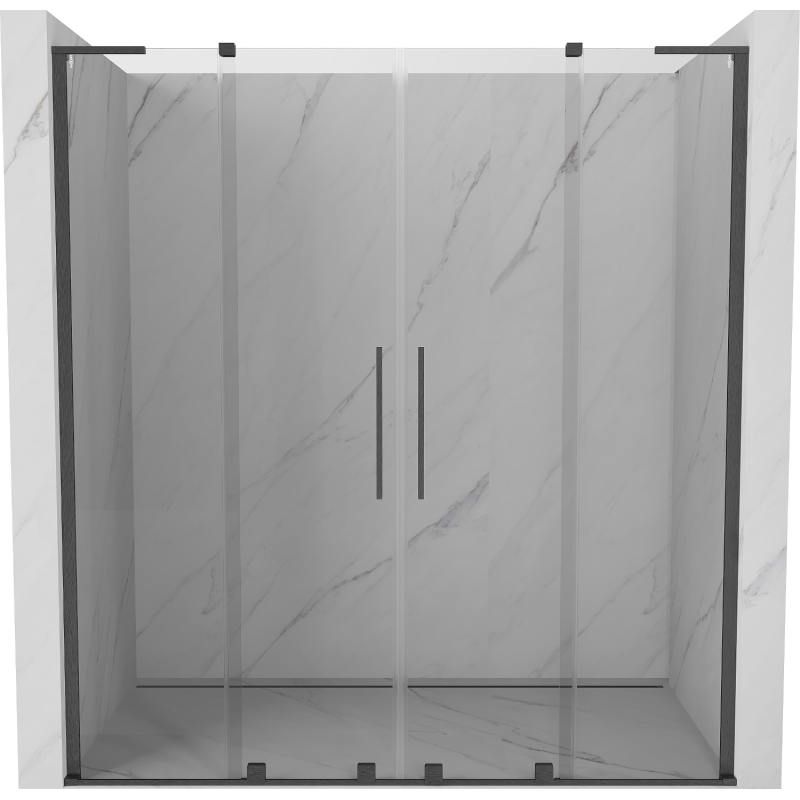 Mexen Velar L Duo stumdomos dušo durys 180 cm, skaidrios, šlifuotas gun gray - 871-180-003-02-66