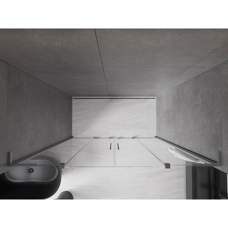 Mexen Velar L Duo slankiojančios dušo durys 200 cm, permatomos, šlifuota pistoletinė pilka - 871-200-003-02-66