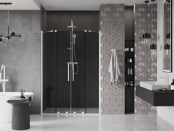 Mexen Velar Duo slankiojamosios dušo durys 160 cm, grafito, baltos - 871-160-000-42-20