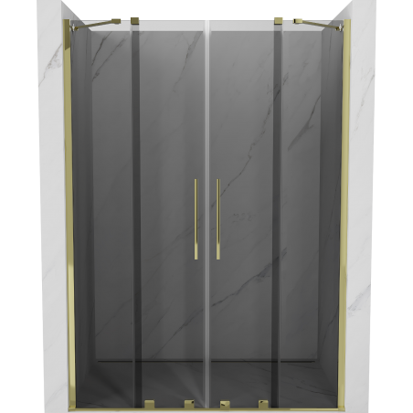 Mexen Velar Duo slankiojamos dušo durys 150 cm, grafitas, auksinės - 871-150-000-42-50