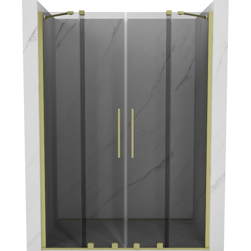 Mexen Velar Duo stumdomosios dušo durys 140 cm, grafitas, auksinės matinės - 871-140-000-42-55