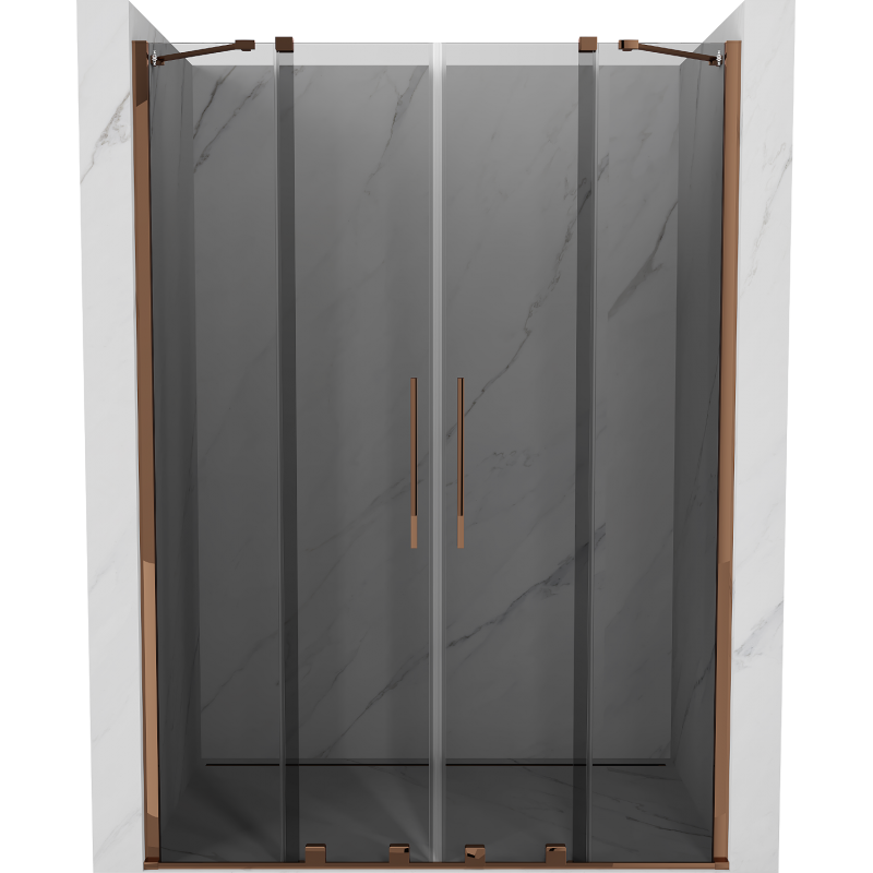 Mexen Velar Duo stumdomos dušo durys 140 cm, grafitas, rožinis auksas - 871-140-000-42-60