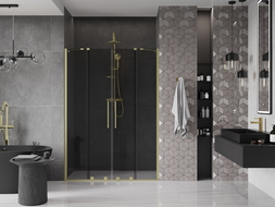 Mexen Velar Duo stumdomos dušo durys 160 cm, grafitas, auksinis šlifuotas - 871-160-000-42-55