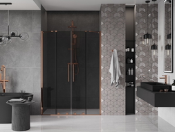 Mexen Velar Duo stumdomos dušo durys 160 cm, grafitas, rožinis auksas - 871-160-000-42-60