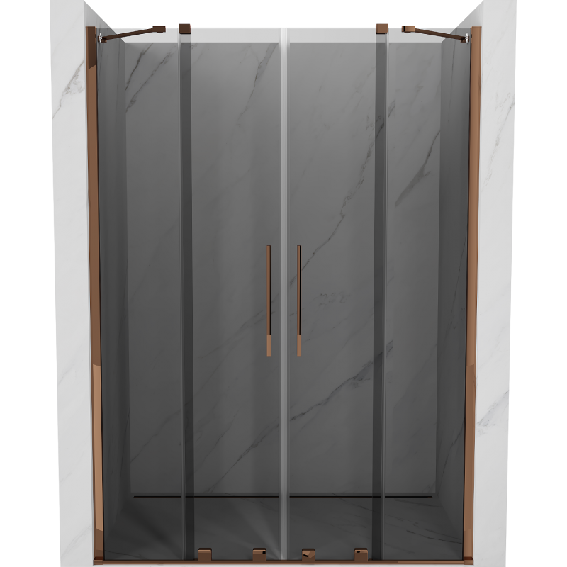 Mexen Velar Duo stumdomos dušo durys 150 cm, grafitas, rožinis auksas - 871-150-000-42-60