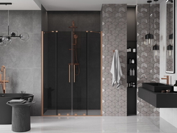Mexen Velar Duo stumdomos dušo durys 160 cm, grafitas, šlifuota varis - 871-160-000-42-65