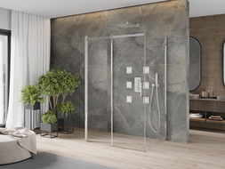 Mexen Omega trijų pusių dušo kabina, stumdoma 120 x 80 cm, skaidri, chromas - 825-120-080-01-00-3S