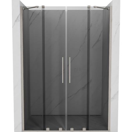 Mexen Velar Duo stumdomosios dušo durys 140 cm, grafitas, šlifuotas nikelis - 871-140-000-42-97