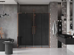 Mexen Velar L Duo stumdomos dušo durys 170 cm, grafito, rožinės aukso - 871-170-003-42-60