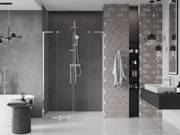 Mexen Velar L Duo stumdomos dušo durys 140 cm, permatomos, chromas - 871-140-003-02-01