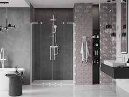 Mexen Velar L Duo slankiojančios dušo durys 150 cm, skaidrios, baltos - 871-150-003-02-20