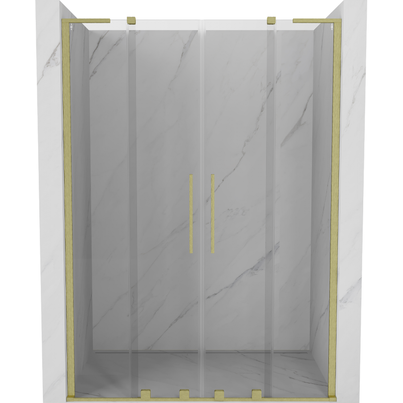 Mexen Velar L Duo stumdomos dušo durys 140 cm, skaidrios, šlifuotas auksas - 871-140-003-02-55