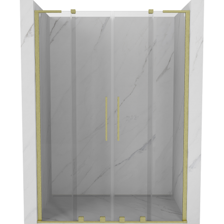 Mexen Velar L Duo stumdomos dušo durys 140 cm, skaidrios, šlifuotas auksas - 871-140-003-02-55