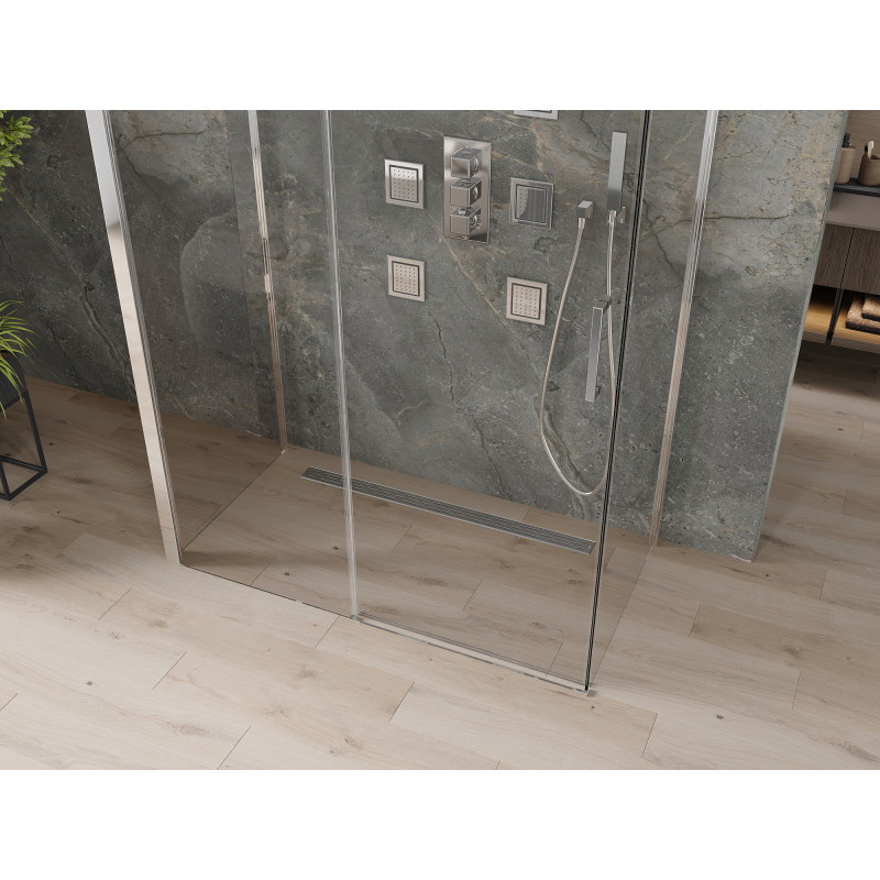 Mexen Omega-3S trijų sienelių dušo kabina, slanki 140 x 80 cm, permatoma, chromuota - 825-140-080-01-00-3S