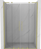 Mexen Velar L Duo slankiojamos dušo durys 150 cm, skaidrios, šepečiu valytos auksinės - 871-150-003-02-55