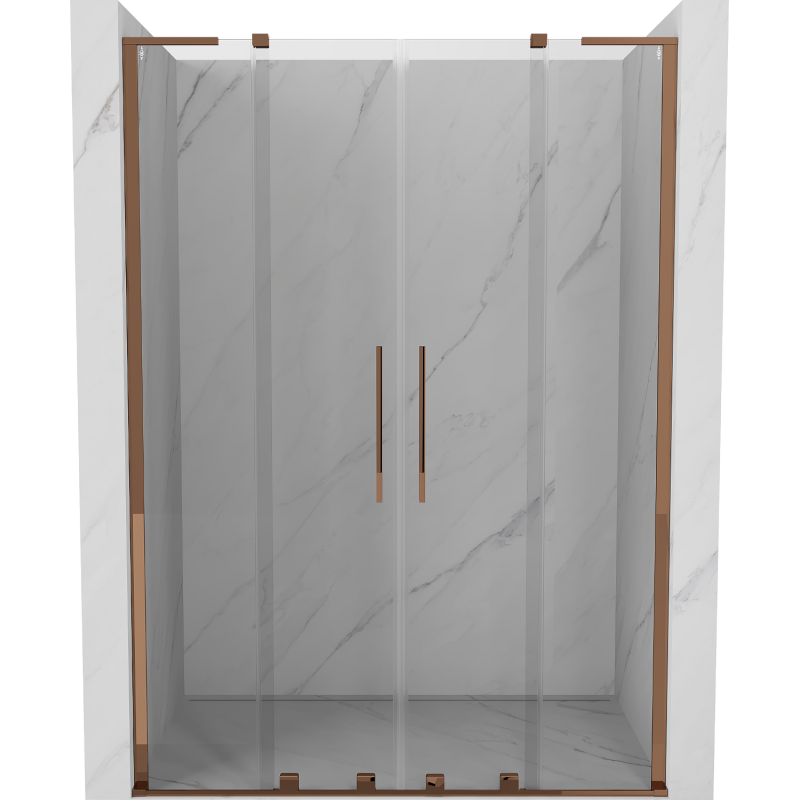 Mexen Velar L Duo stumdomos dušo durys 150 cm, skaidrios, rožinis auksas - 871-150-003-02-60