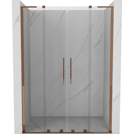 Mexen Velar L Duo stumdomos dušo durys 150 cm, skaidrios, rožinis auksas - 871-150-003-02-60