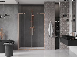 Mexen Velar L Duo stumdomos dušo durys 150 cm, permatomos, šlifuota vario - 871-150-003-02-65