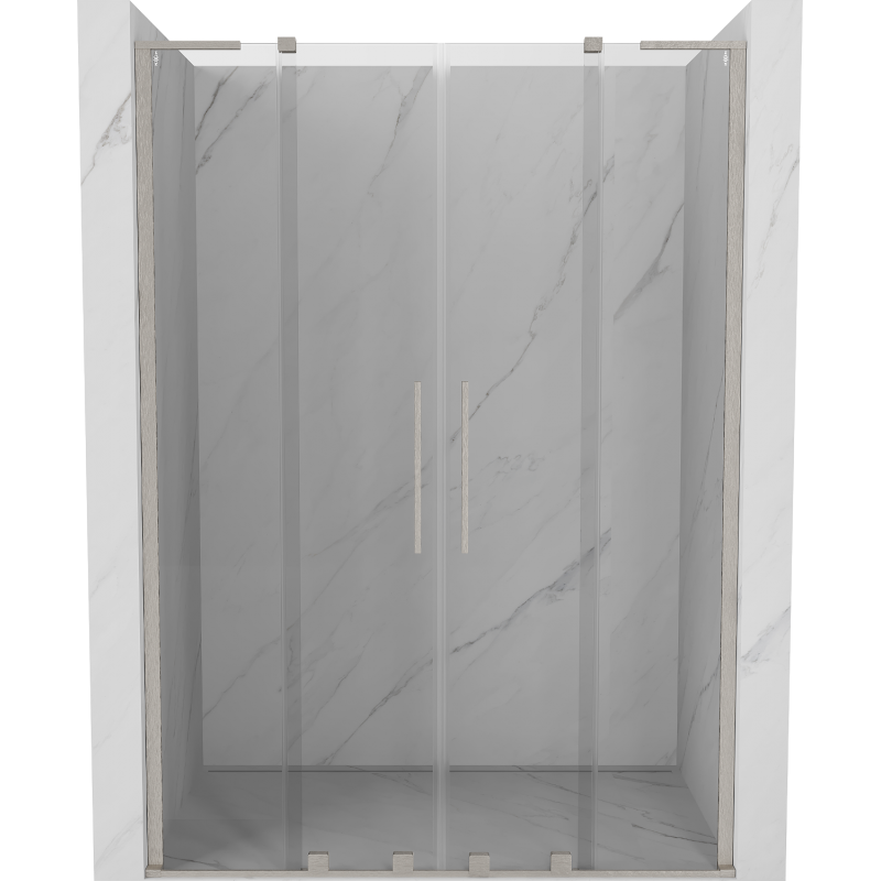 Mexen Velar L Duo slankiojamos dušo durys 150 cm, skaidrios, šlifuotas nikelis - 871-150-003-02-97
